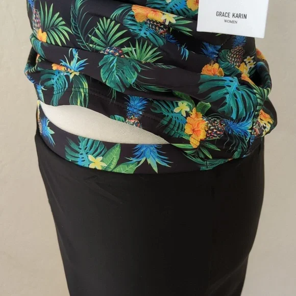 Amazon (Grace Karin) Pineapple Floral Halter Tankini Boy Shorts Swimsuit Medium - Picture 11 of 16